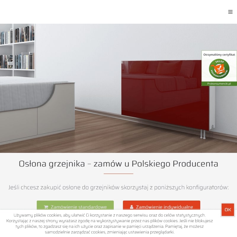 Osłona na grzejnik żeberkowy