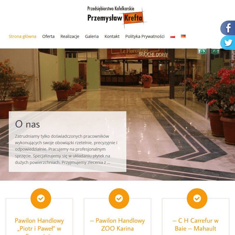 Gdańsk - układanie płytek w obiektach handlowych