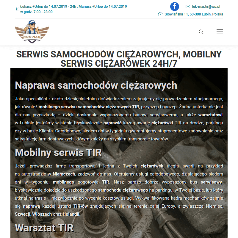 Mobilny serwis tir w Lubinie